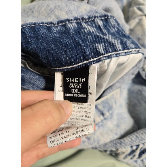 Shein curve 0xl women's denim shorts white washed romper - Picture 8 of 10